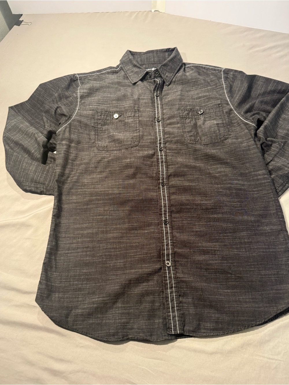 Beverly Hills Polo Club Dark Charcoal Gray Button-Down Shirt